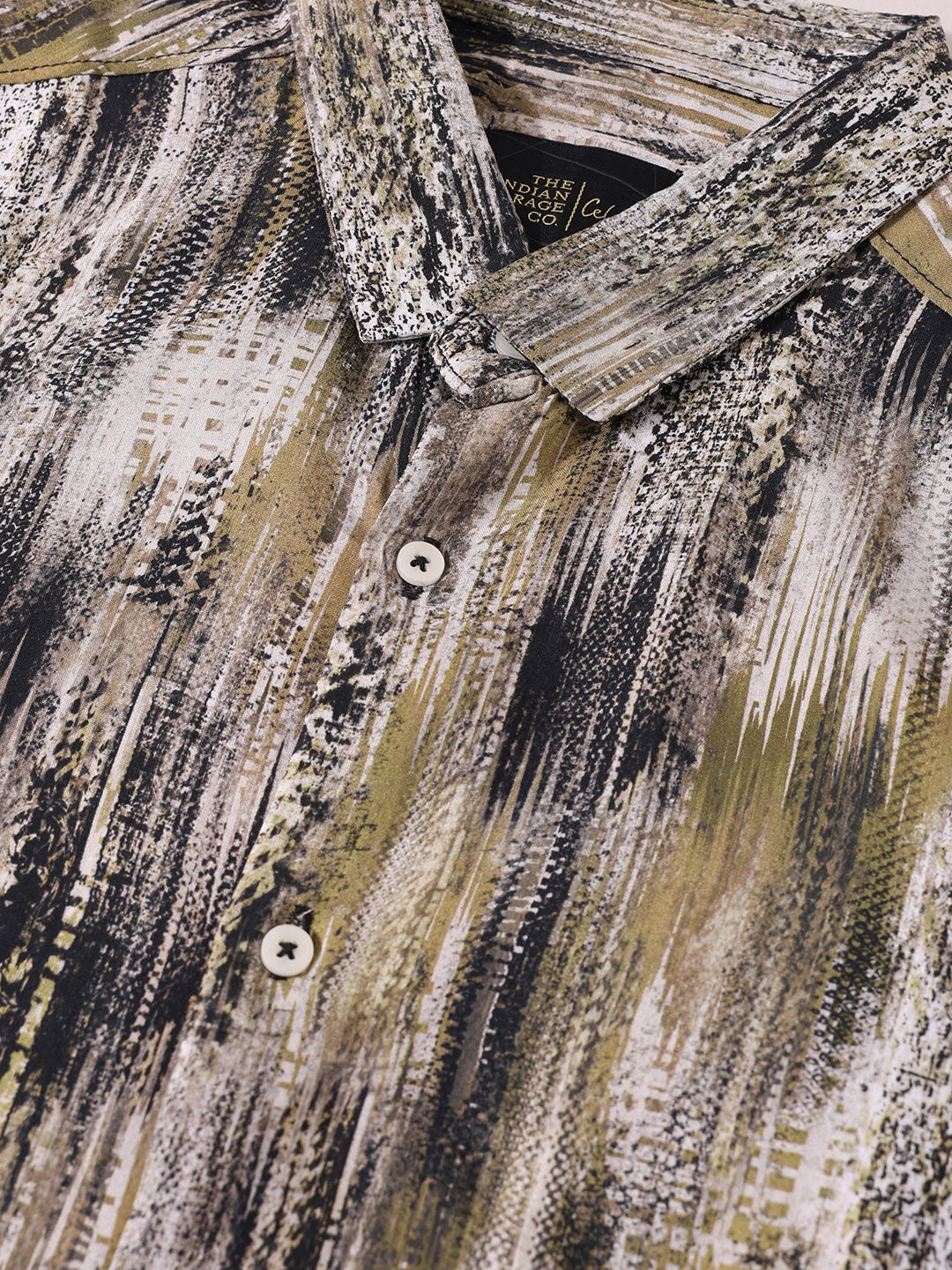 Men's Brown Slim Fit Party Wear Printed Shirt