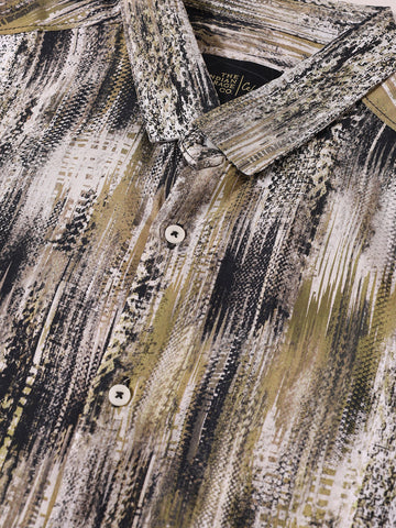 Men's Brown Slim Fit Party Wear Printed Shirt