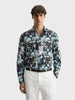 Men's Black Slim Fit Party Wear Floral Printed Shirt