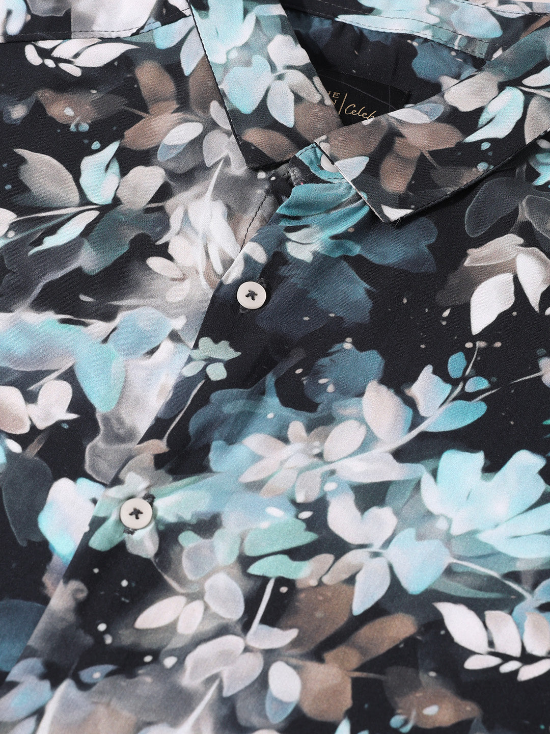 Men's Black Slim Fit Party Wear Floral Printed Shirt