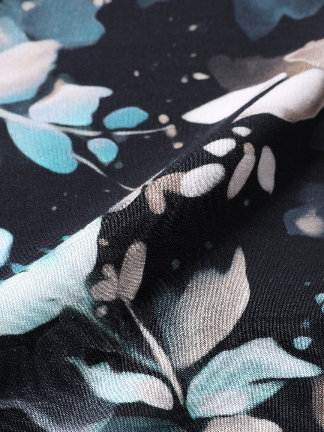 Men's Black Slim Fit Party Wear Floral Printed Shirt