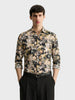 Men's Black Slim Fit Party Wear Printed Shirt