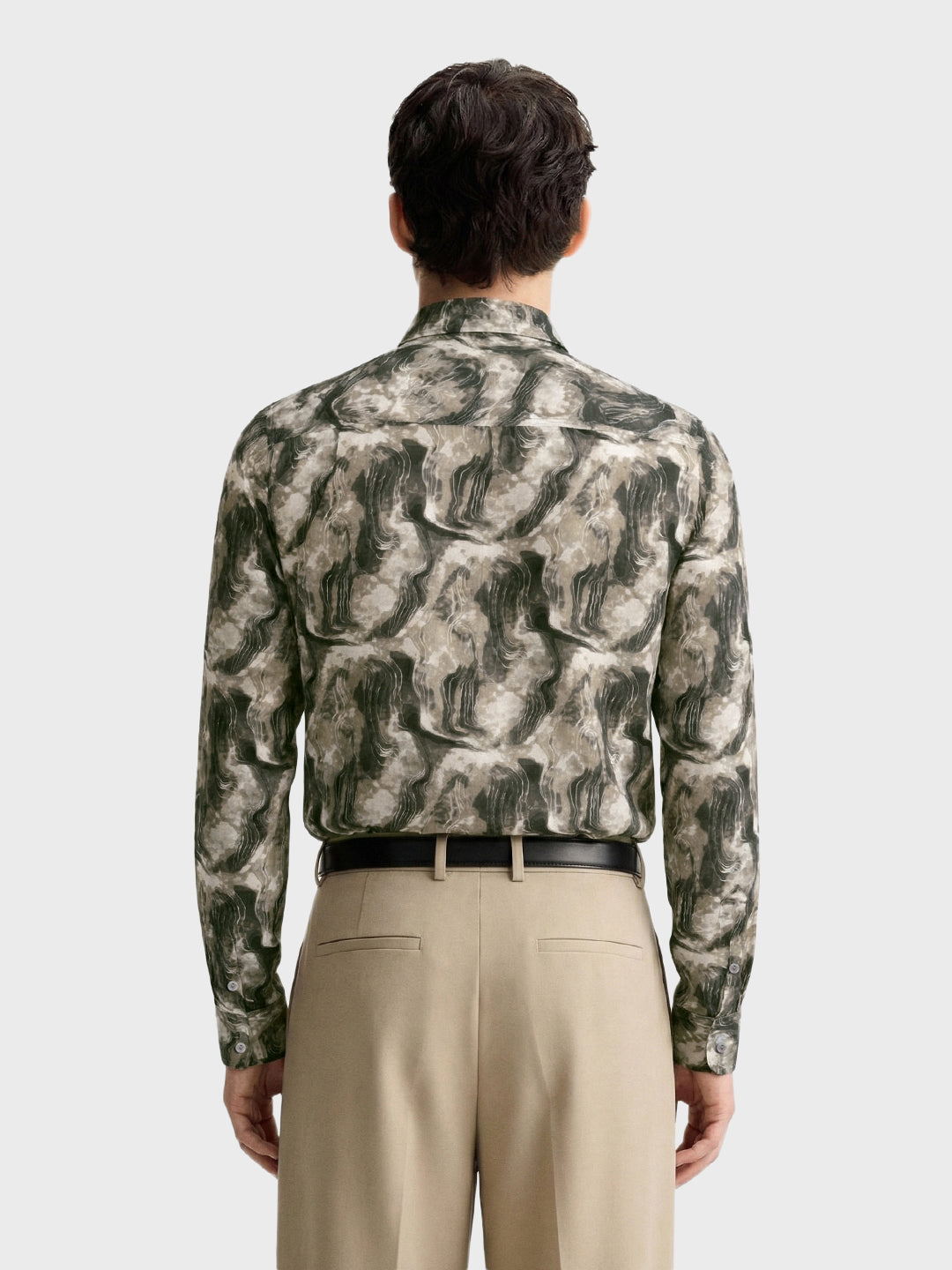 Men's Green Slim Fit Party Wear Printed Shirt