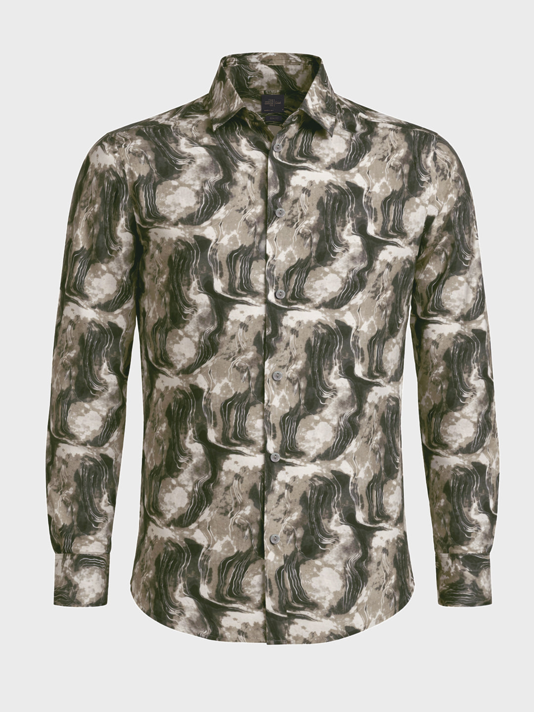Men's Green Slim Fit Party Wear Printed Shirt