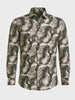 Men's Green Slim Fit Party Wear Printed Shirt