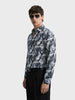 Men's Grey Slim Fit Party Wear Printed Shirt