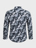 Men's Grey Slim Fit Party Wear Printed Shirt