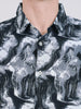 Men's Grey Slim Fit Party Wear Printed Shirt