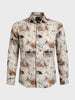Men's Brown Slim Fit Party Wear Printed Shirt
