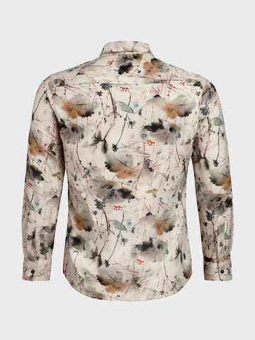 Men's Brown Slim Fit Party Wear Printed Shirt