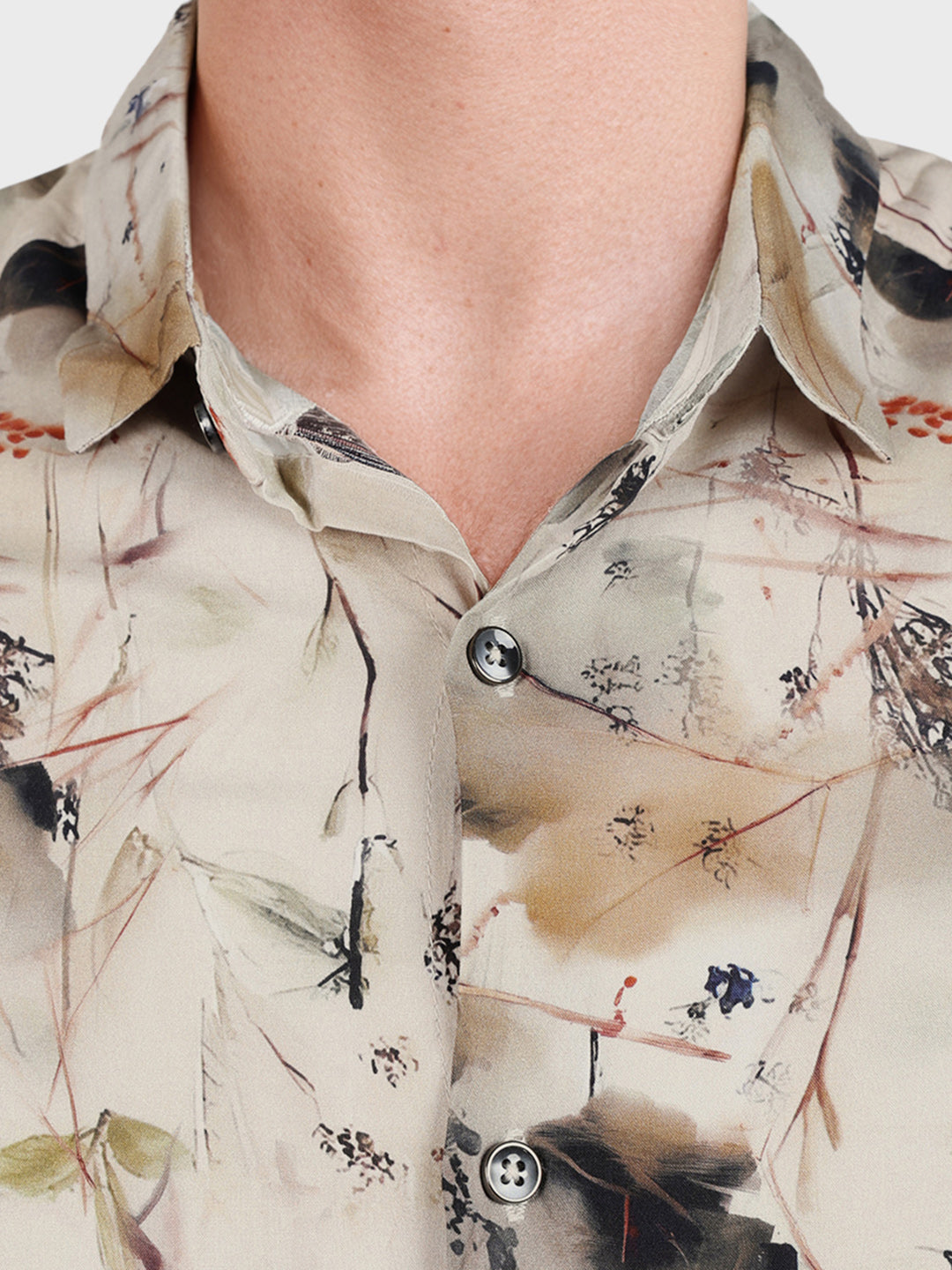 Men's Brown Slim Fit Party Wear Printed Shirt