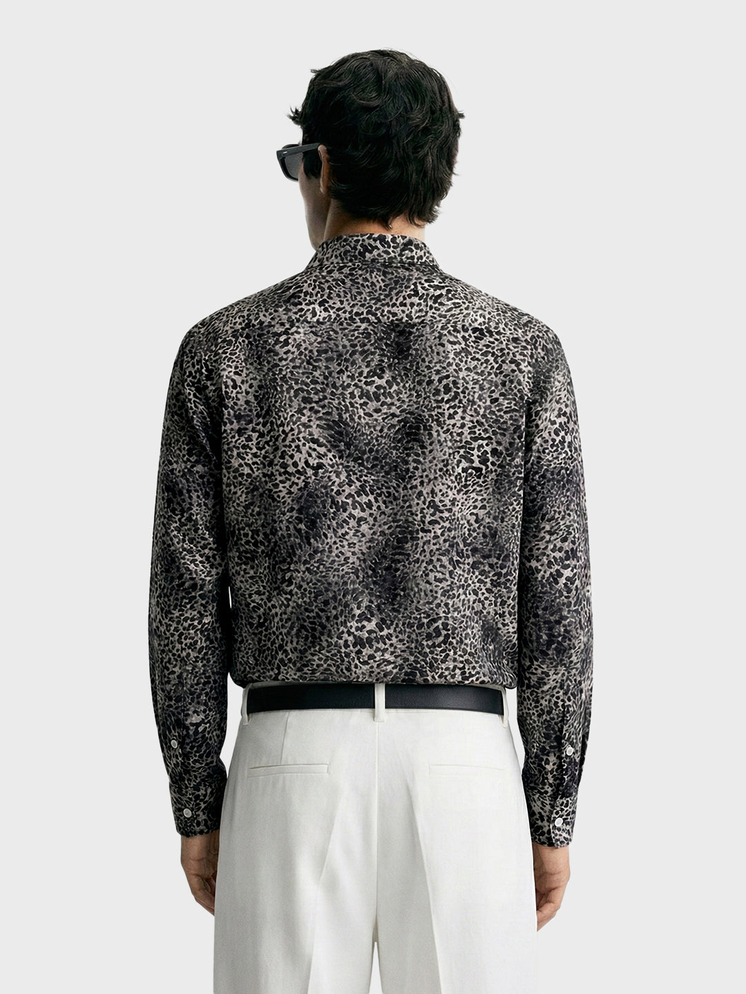 Men's Black Slim Fit Party Wear Printed Shirt