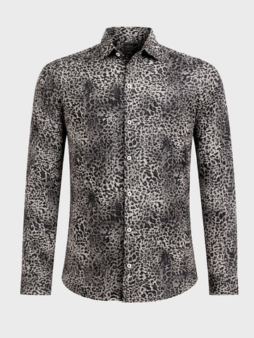 Men's Black Slim Fit Party Wear Printed Shirt