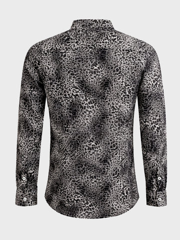 Men's Black Slim Fit Party Wear Printed Shirt