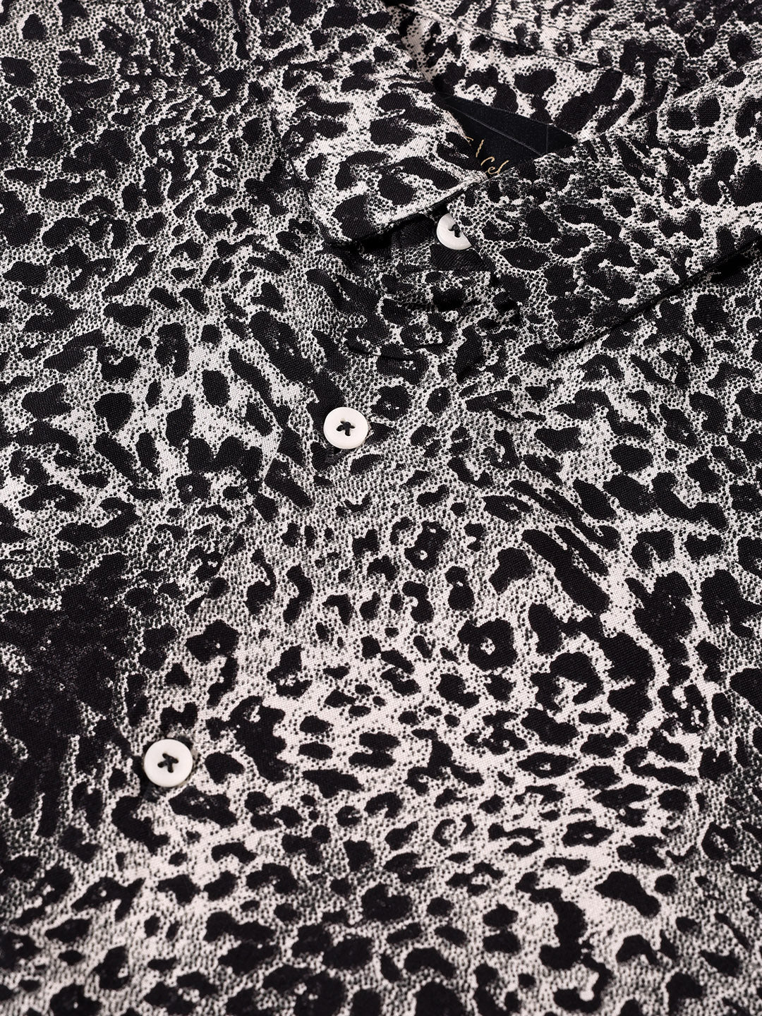 Men's Black Slim Fit Party Wear Printed Shirt