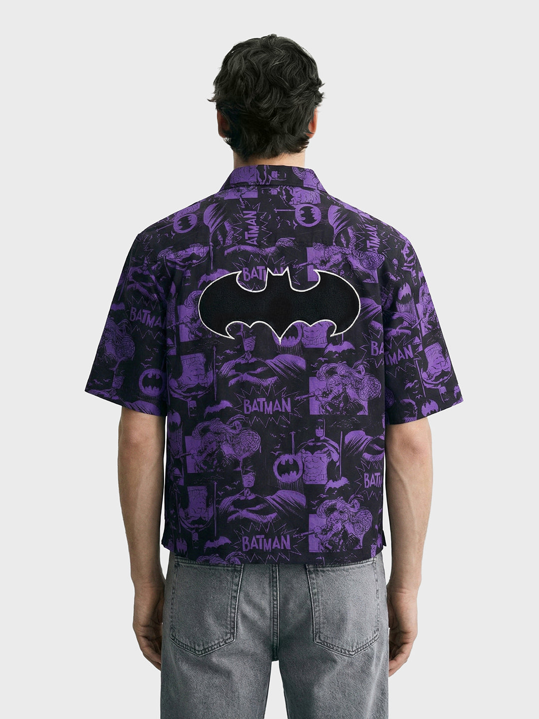 Men's Black Boxy Fit  Batman Character Shirt