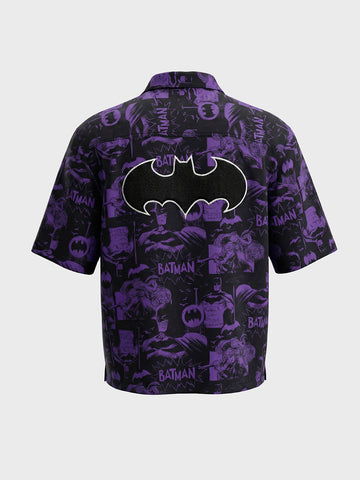 Men's Black Boxy Fit  Batman Character Shirt