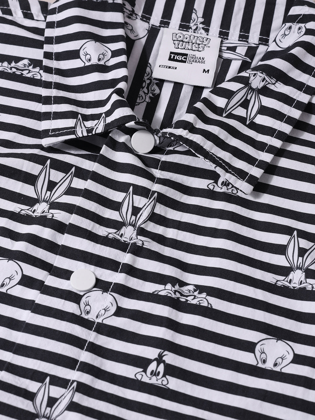 Men's Black Boxy Fit  Loony Tunes Character Shirt