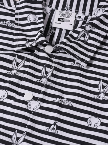 Men's Black Boxy Fit  Loony Tunes Character Shirt