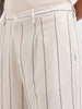 Men's Cream Relaxed Fit Resort Wear Vertical Stripes Trousers