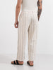 Men's Cream Relaxed Fit Resort Wear Vertical Stripes Trousers