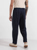 Men's Blue Relaxed Fit Resort Wear Vertical Stripes Trousers