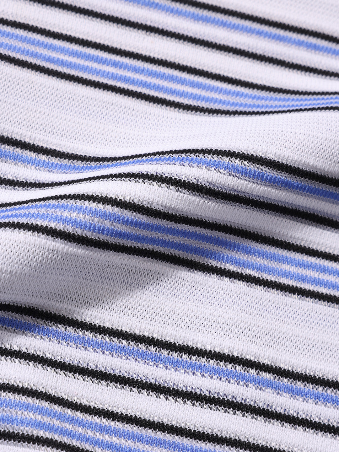 Men's Blue Boxy Fit Vertical Stripes Casual T-Shirt