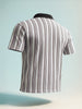 Men's Green Boxy Fit Vertical Stripes Casual T-Shirt