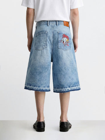 Men's Blue Loose Fit  Tom And Jerry Character Shorts