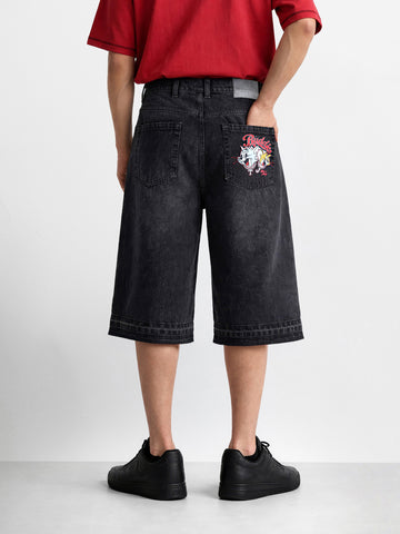 Men's Black Relaxed Fit  Tom And Jerry Character Shorts