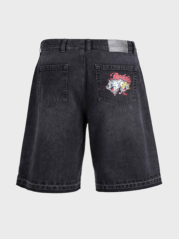 Men's Black Relaxed Fit  Tom And Jerry Character Shorts