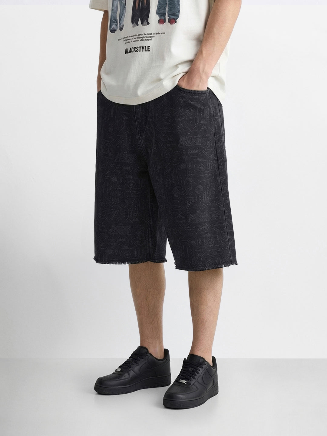 Men's Black Relaxed Fit  Tom And Jerry Character Shorts
