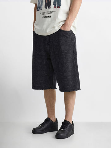 Men's Black Relaxed Fit  Tom And Jerry Character Shorts