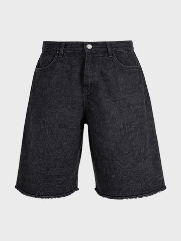 Men's Black Relaxed Fit  Tom And Jerry Character Shorts