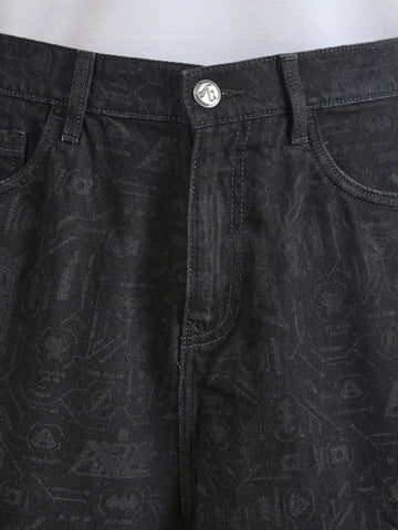 Men's Black Relaxed Fit  Tom And Jerry Character Shorts