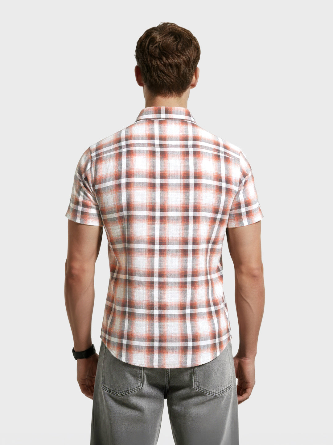 Men's Brown Slim Fit Checked Casual Shirt