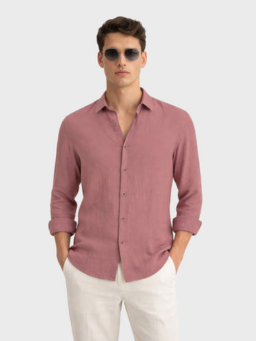 Men's Rust Regular Fit Casual Solid Shirt