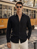 Men's Black Regular Fit Casual Solid Shirt