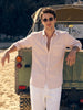 Men's Orange Slim Fit Striped Casual Shirt