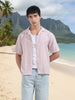 Men's Pink Relaxed Fit Resort Wear Textured Shirt