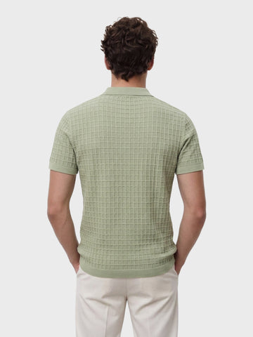 Men's Green Slim Fit Solid Flat Knit Polos