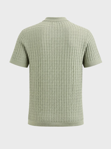 Men's Green Slim Fit Solid Flat Knit Polos