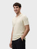 Men's Cream Slim Fit Solid Flat Knit Polos T-Shirts