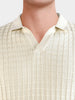 Men's Cream Slim Fit Solid Flat Knit Polos T-Shirts
