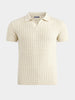 Men's Cream Slim Fit Solid Flat Knit Polos T-Shirts