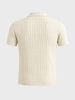Men's Cream Slim Fit Solid Flat Knit Polos T-Shirts