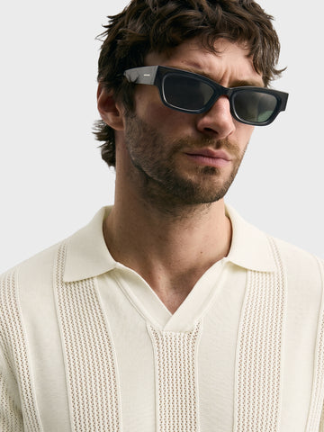 Men's White Slim Fit Solid Flat Knit Polos T-Shirt