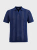 Men's Navy Slim Fit Solid Flat Knit Polos