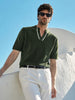 Men's Olive Slim Fit Solid Casual Polo T-Shirt