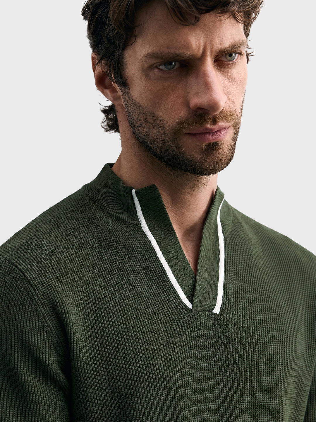 Men's Olive Slim Fit Solid Casual Polo T-Shirt